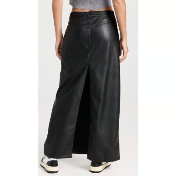 NWT Free People City Slicker Vegan Leather Maxi Skirt 10 Black Noir $128.00 - Picture 6 of 11
